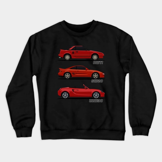 MR2 Generations Crewneck Sweatshirt by AutomotiveArt